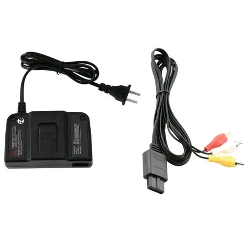 AC Adapter Power Supply &AV Cable Cord For Nintendo 64 N64 Bundle Lot Brand New