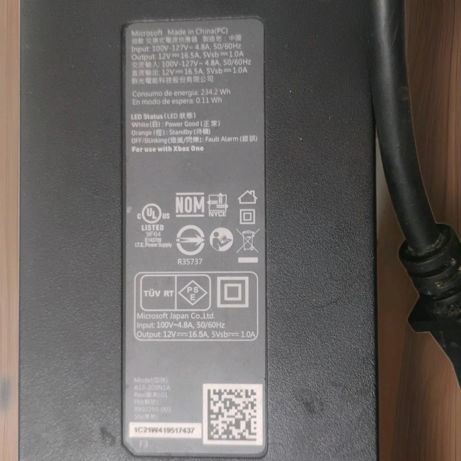 Microsoft 12V AC/DC Adapter Power Supply for Xbox One